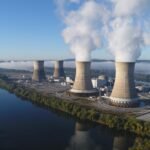 Large Cooling Towers releasing water vapor