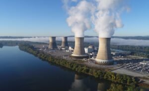 Large Cooling Towers releasing water vapor