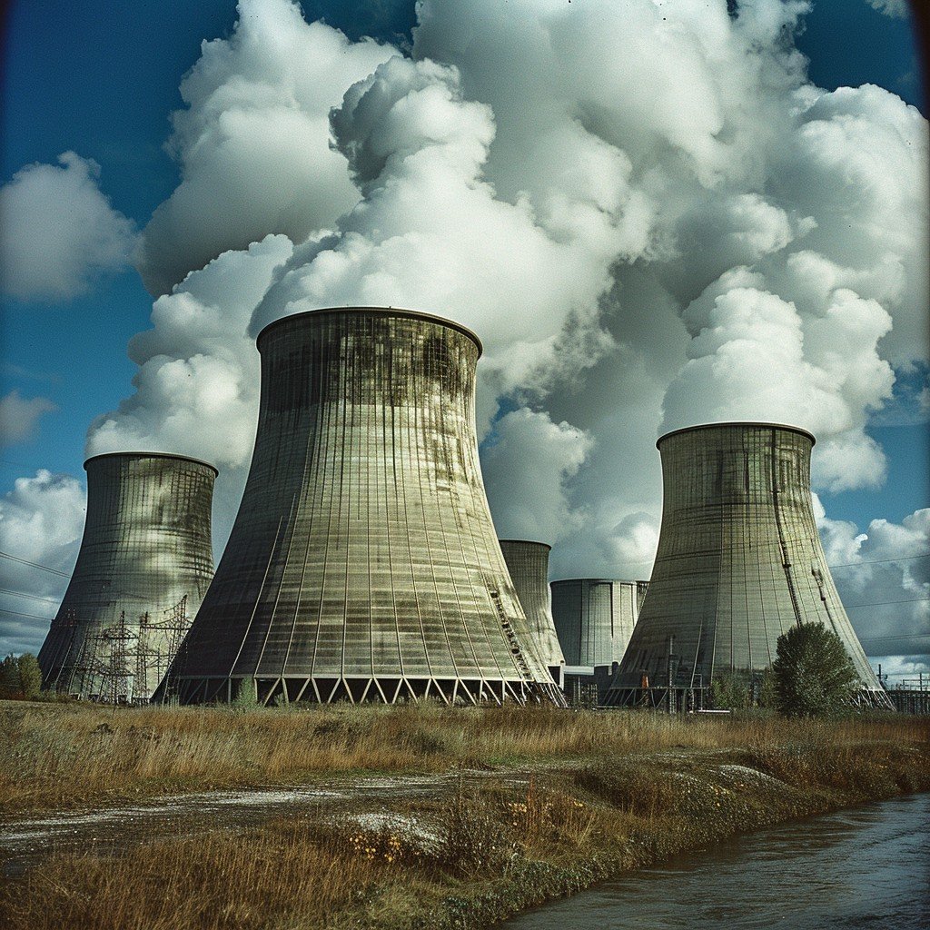 Cooling Towers Releasing Huge Amount of Water Vapor (Not Steam!)